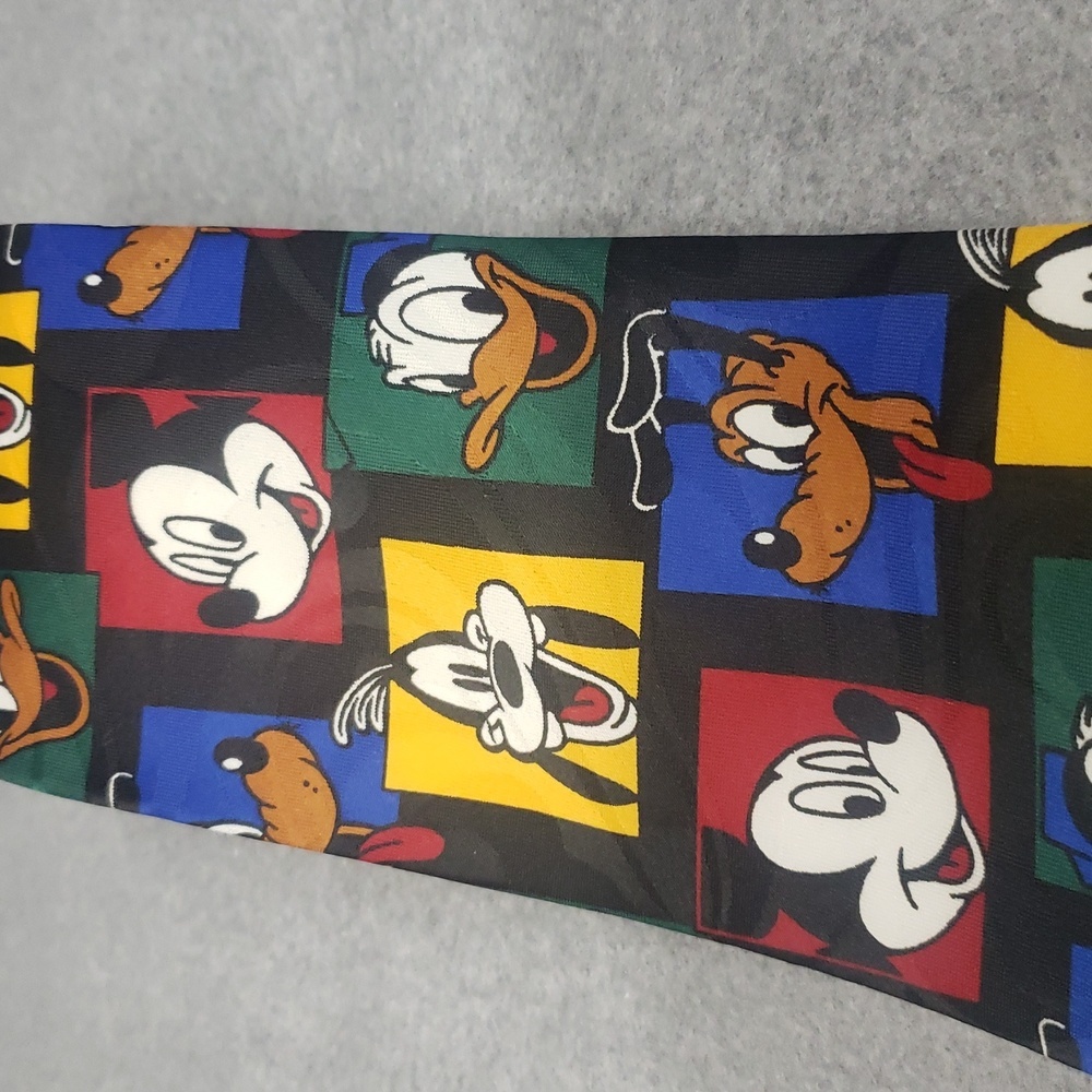 Disney Mickey Mouse, Donald, Pluto and Goofy Colorful Block Print Black Tie - Picture 2 of 5